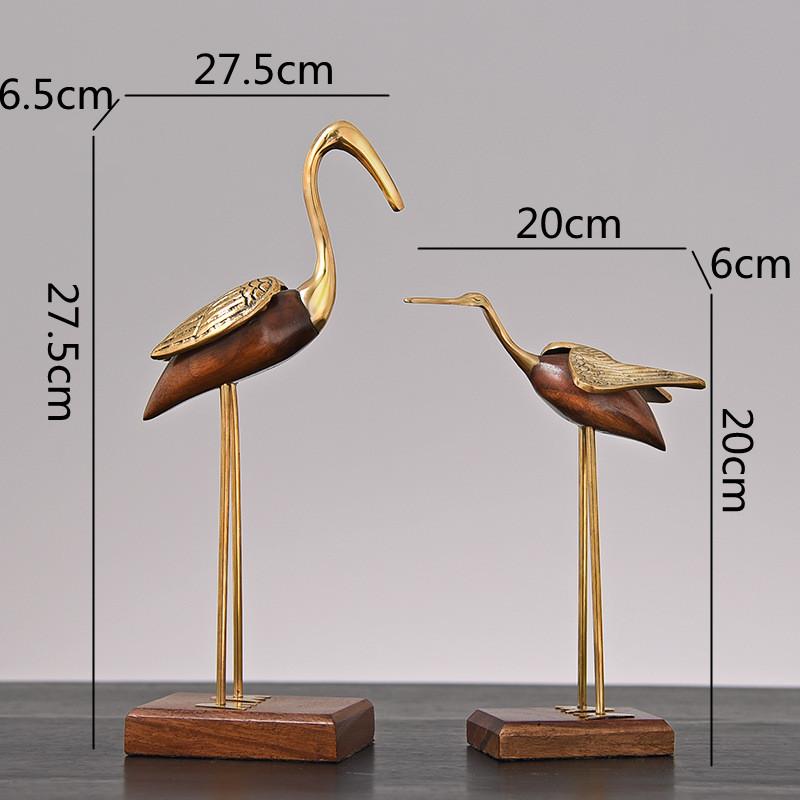 Wooden Pot Ornament Crane Bird Swan Simulation Animal Sculpture Brass Metal Sculpture Home Decoration Decorative Figurines