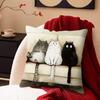 Chic Cartoon Cat Pillow Cover 17.7x17.7 Inches - Modern Decorative Cushion Cover for Sofa, Living Room