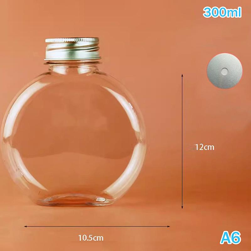 

Hot 1Pc 300/500ML Cute Flat Round Plastic Bottle Clear Milk Tea Bottle Water Bottle Portable Coffee Drinking Cup Drink Bottle