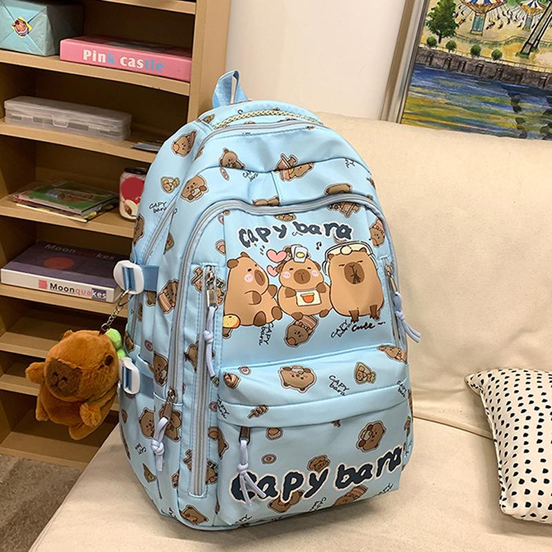 Cute Capybara Backpack Cartooon Large Capacity Backpack For Girls Boys Student Teenager Children's Primary Schoolbags