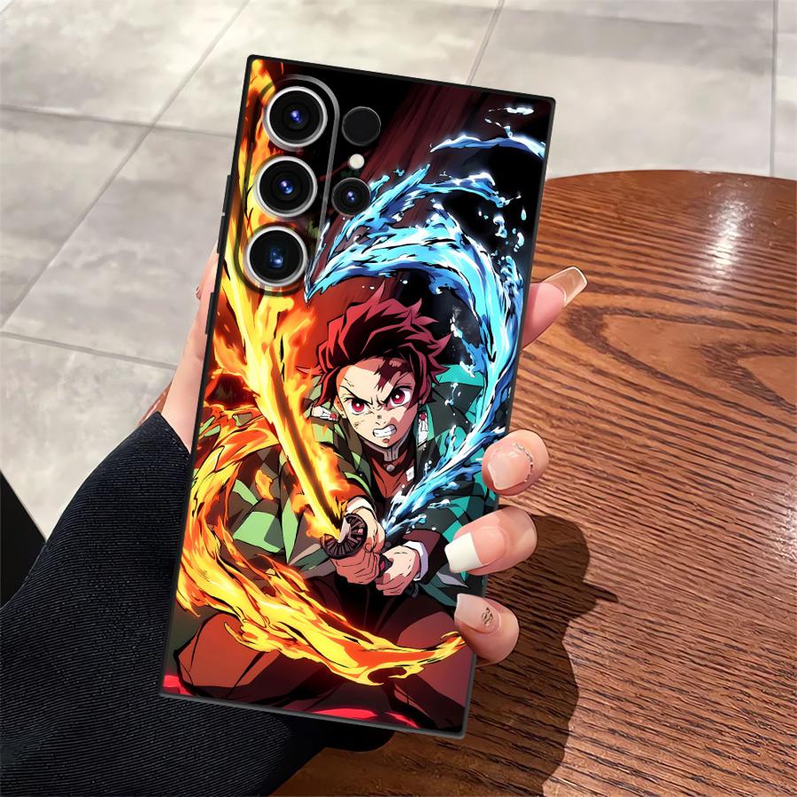 Case for Samsung Galaxy S25 Edge S23 Ultra S24 Plus S21 FE S20 Black Soft Phone Cover Anime D-Demon S-Slayer