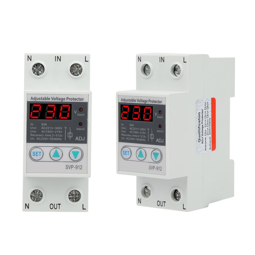 230V Under Over Voltage Protector Adjustable Recovery Protective Relay Voltmeter SVP‑912