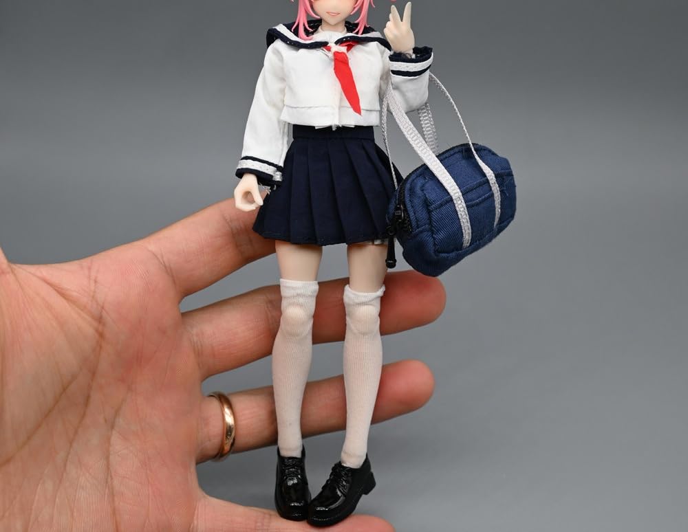 Jucării și Hobby-uri [TOYBARJAPAN] Set Accesorii Figurină de Acțiune 1:12 Se potrivește TBLeague și altor tipuri de corp. Uniformă și Șosete Albe și Bleumarin pentru Fete de Școală în Stil Marinar