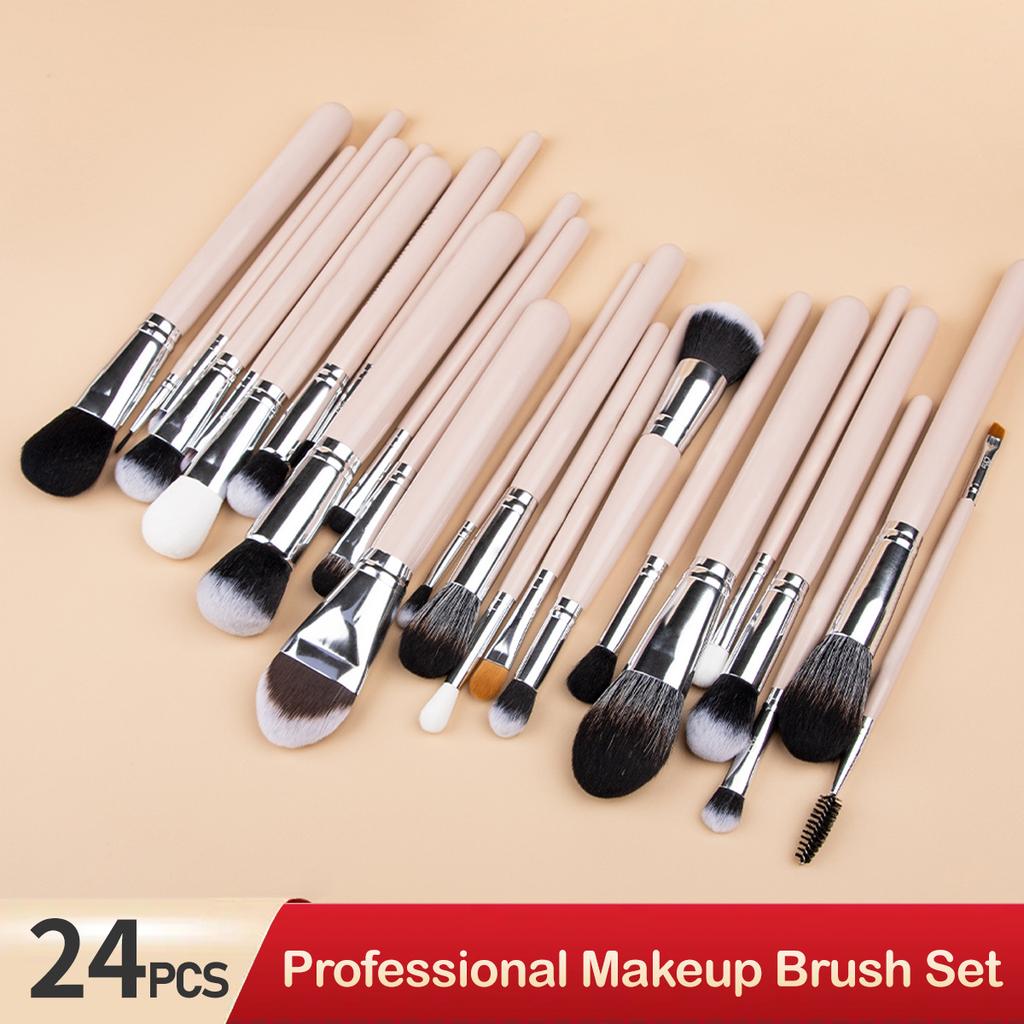 New 24 Professional Makeup Brush Set Portable Full Set Makeup Tools Fiber Hair Loose Powder Brush Eyeshadow Brush