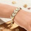 Yousheng Leaves Bracelet Rhinestone Inlaid Bracelet Sparkling Leaf Design Link Bracelet Women Jewelry for Parties Dates Gift Ideas