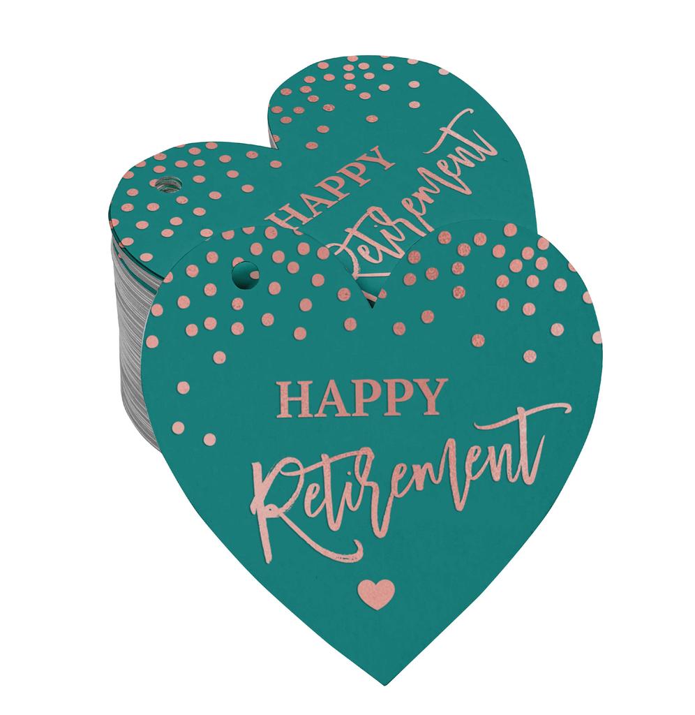 Inkdotpot Silver Foil Paper Hang Tag Happy Retirement Favor Tag 100 Pieces