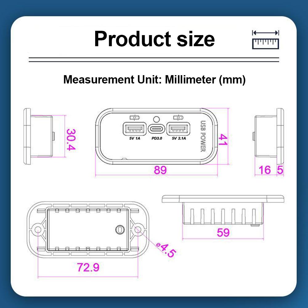 Nový 12/24V Adaptér do auta Duální USB nabíječka Zásuvka Panel Rychlé nabíjení do auta Nástěnný 3portový USB nabíjecí konektor Pro auto Motocykl Námořní Vozidlo Nákladní auto