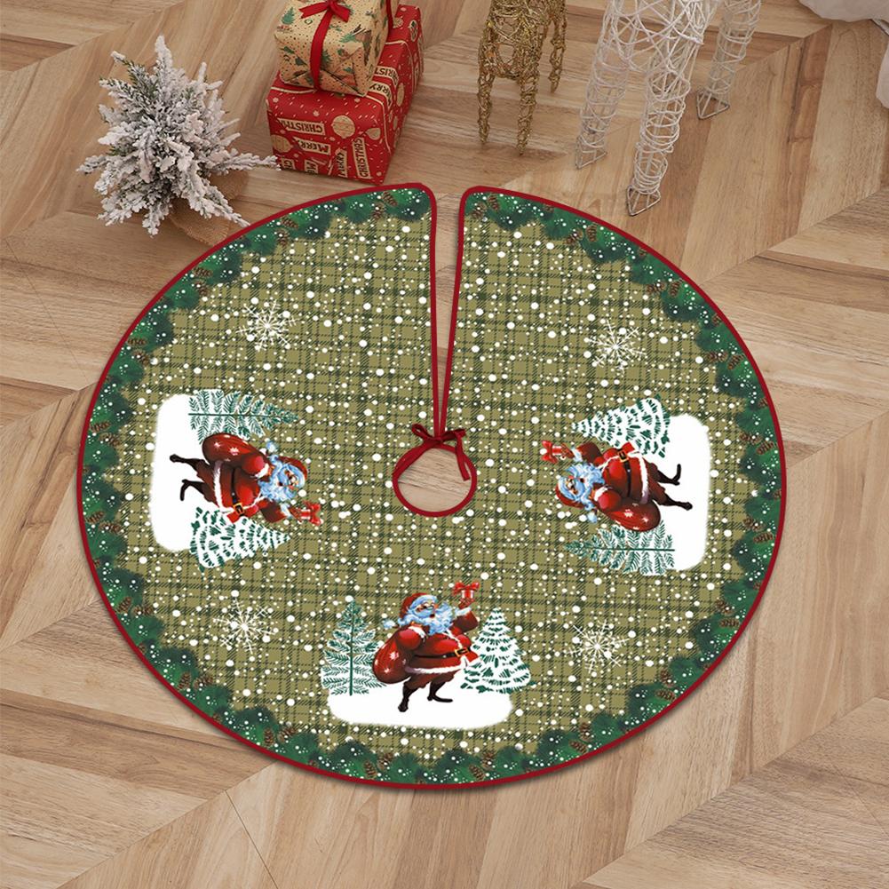 Christmas Tree Skirt Snowflake Santa Claus Printed Xmas Tree Bottom Decor Mat Merry Christmas Decoarations Home Party Ornaments