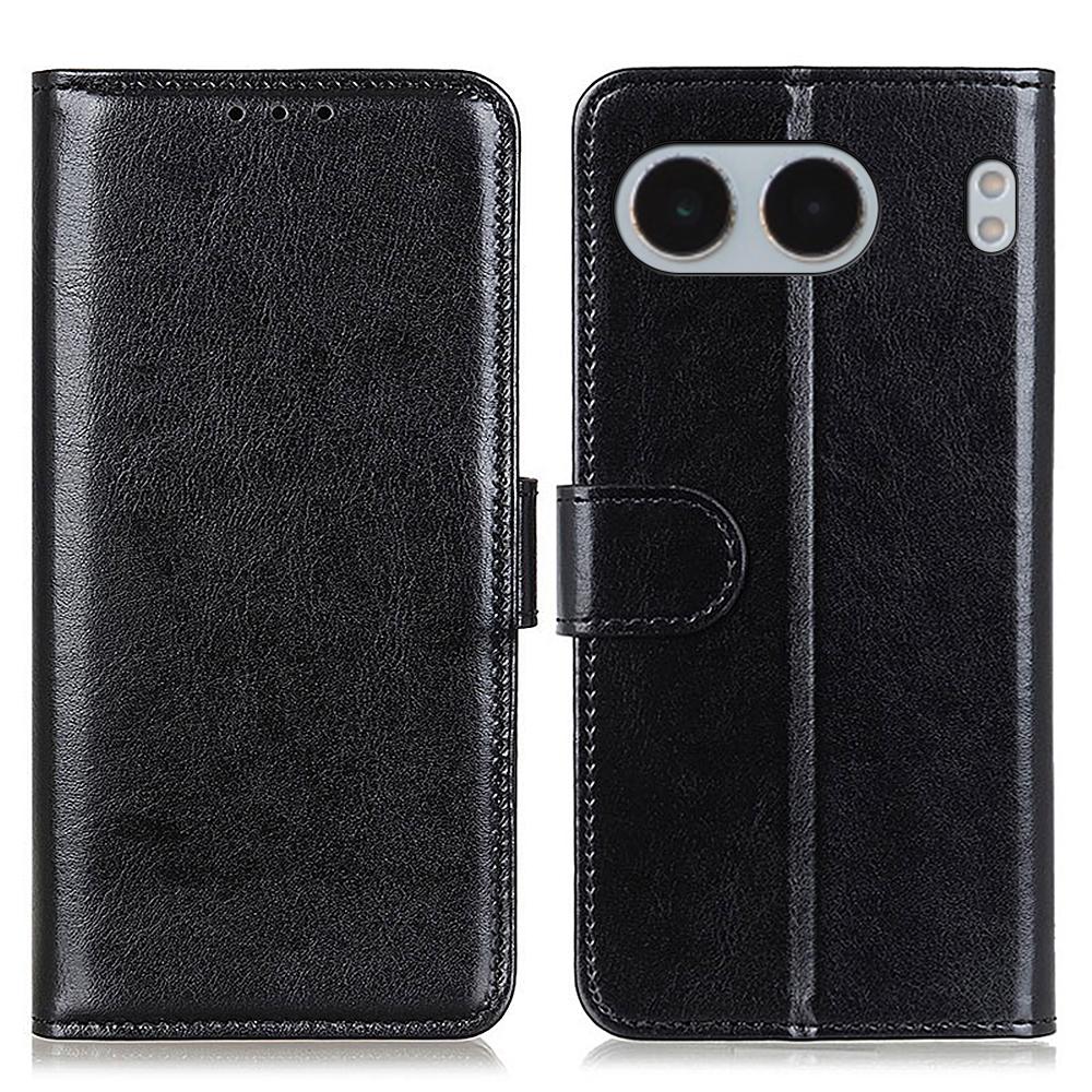 

For OnePlus Nord 4 Case Crazy Horse Texture PU Leather Phone Stand Cover Black