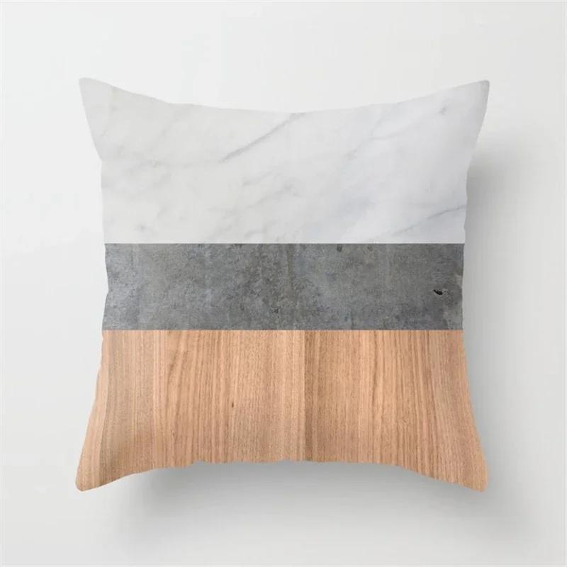 Farmhouse Home Decor Sofa Pillow Creative Wood Grain Marble Pillowcase Fashion Geometric Cushion Cover 40x40cm  50x50