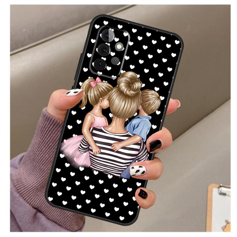 Beautiful Mother Daughter Son Case For Samsung Galaxy A33 A13 A53 A34 A54 A14 A15 A16 A26 A36 A56 A12 A32 A52 A06 A35 A55