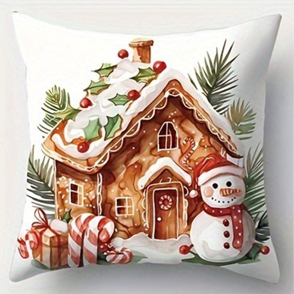 Christmas Gingerbread Hut Pillowcase Merry Christmas Decoration Sofa Cushion Suite Room Home Decoration New Year Gift