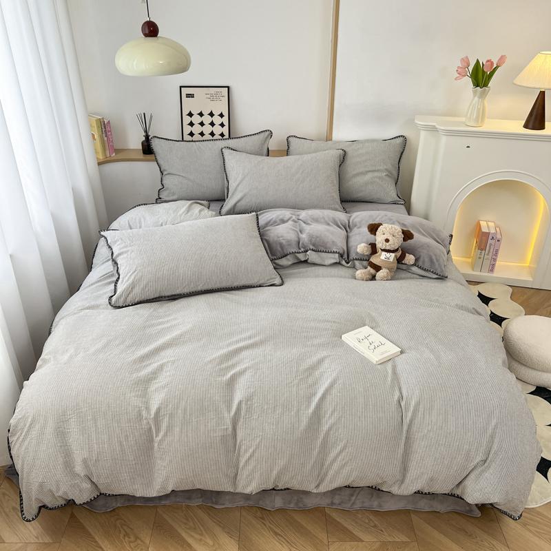 Winter Bedding Set Duvet Cover Set Ins Style A-Class 100% All Cotton Milk Velvet Cotton Velvet for Autumn Winter Soft and Warm