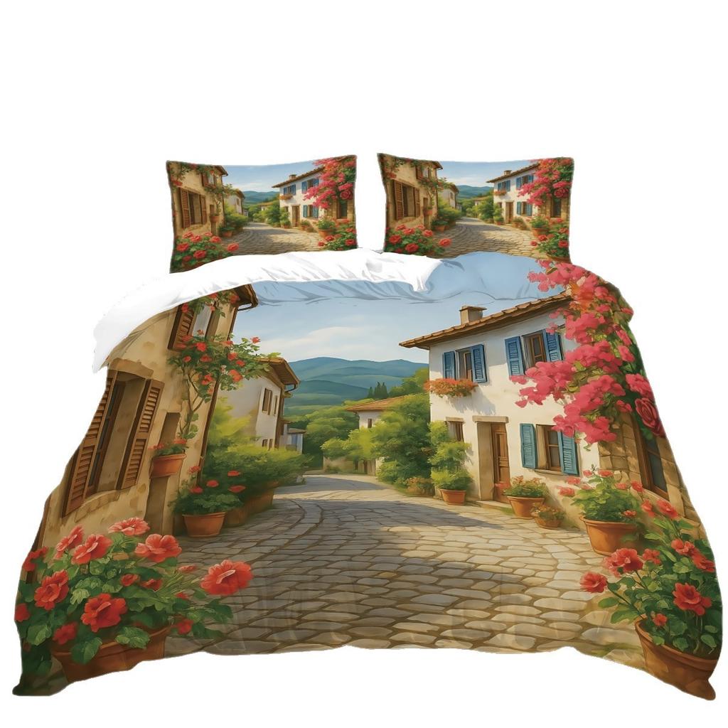 Bedding Set 3D City Print Duvet Cover Pillowcase 200x200 Soft Microfiber Home Bedroom Decoration Pillowcase 75x50cm