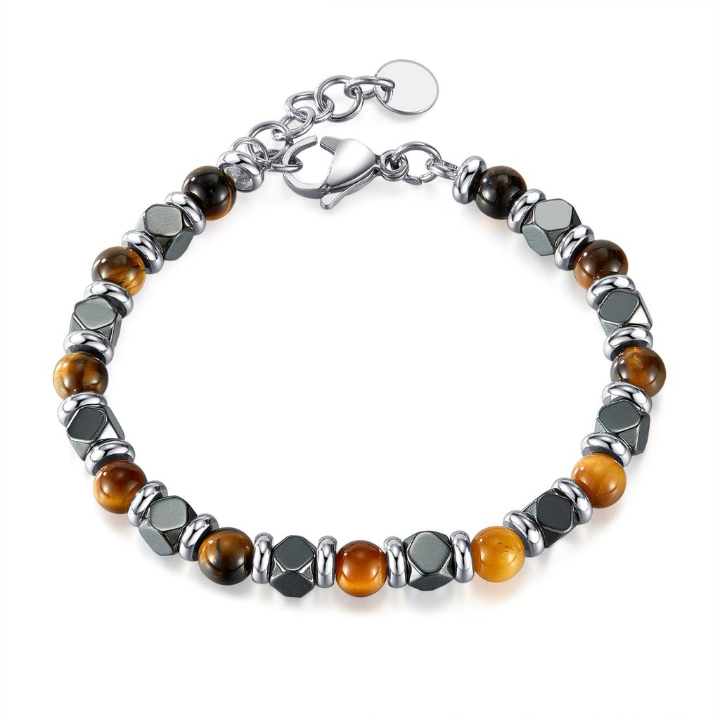 Handmade Tiger Eye Gemstone Bracelets Daily Men Bead Bracelet Luxury Stainless Steel Anti Turnish Jewelry ALN25122807
