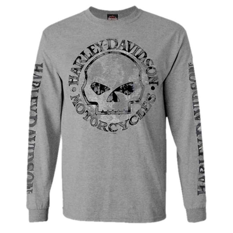 Harley-Davidson Herrenhemd, Willie G Totenkopf Langarm-T-Shirt 3XL gray