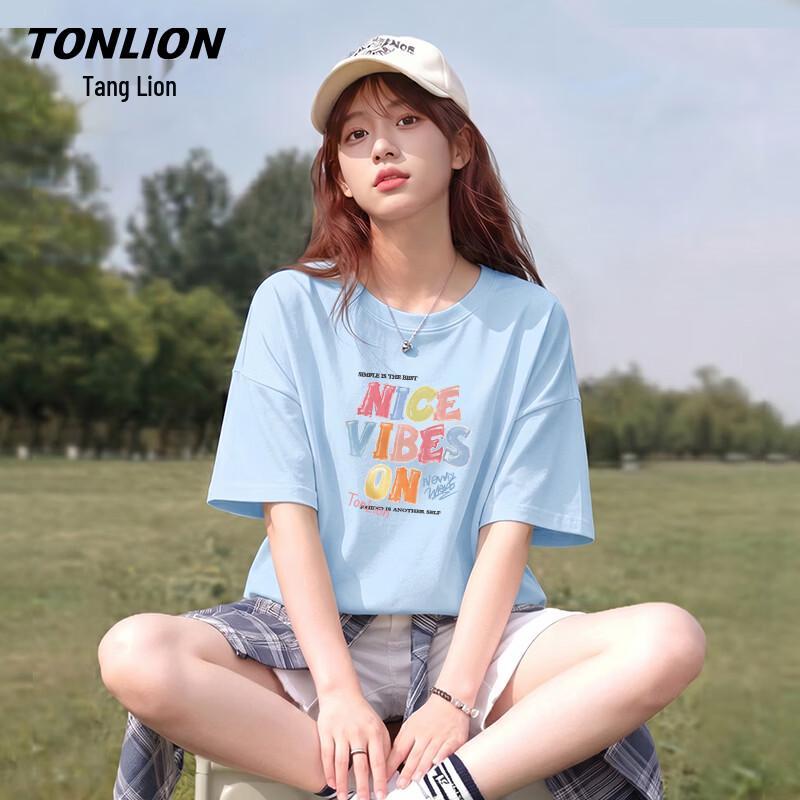 Женская цветная короткорукавная футболка TonLion с граффити-буквами 3XL