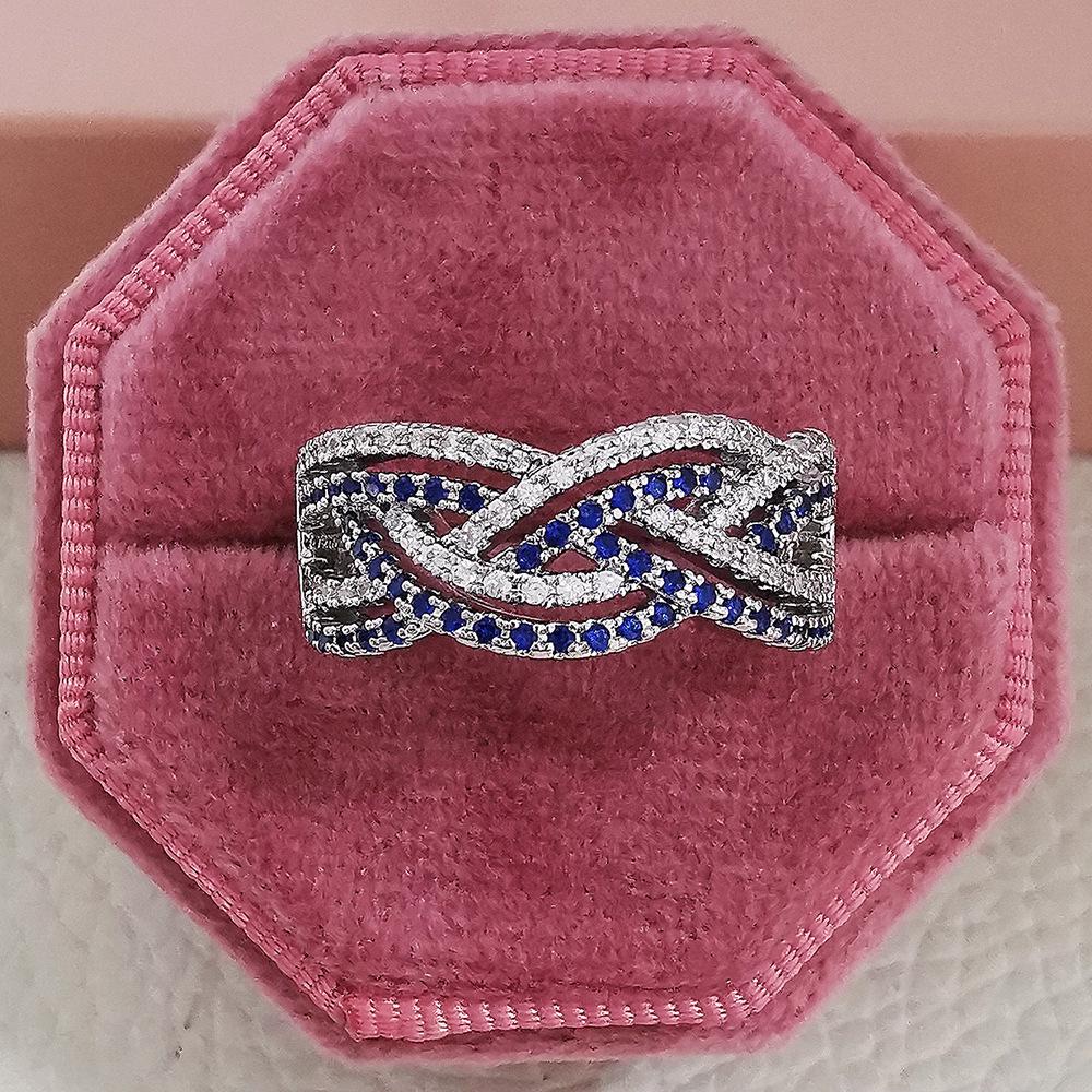 

Женское двухцветное кольцо Omeison с микро-паве из цирконов и сохранением золотого цвета, r6168 Size 9 синий