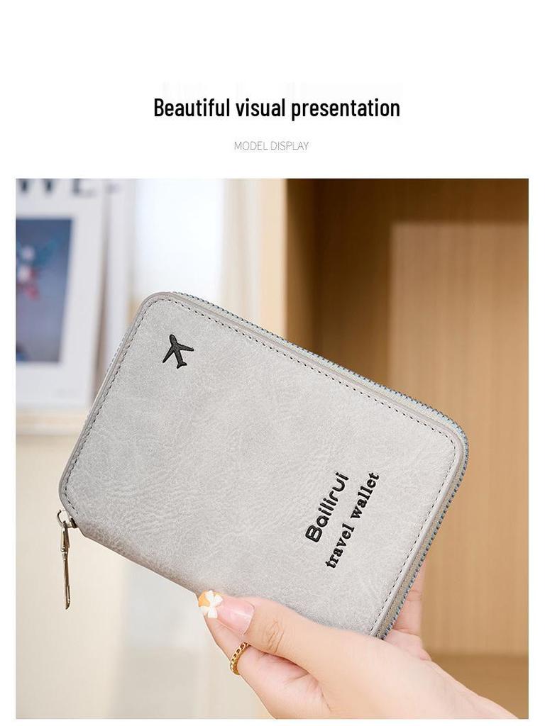 RFID Passport and Ticket Holder with Zipper - Unisex Travel Document Organizer