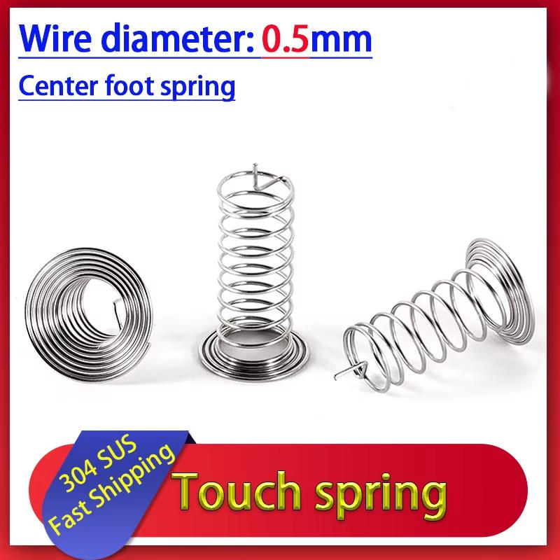 50piece Wd 0.5mm for Switch 304 Stainless Steel Button Key Touch Induction Compression Spring Horn Type Center Contact 0.5mm
