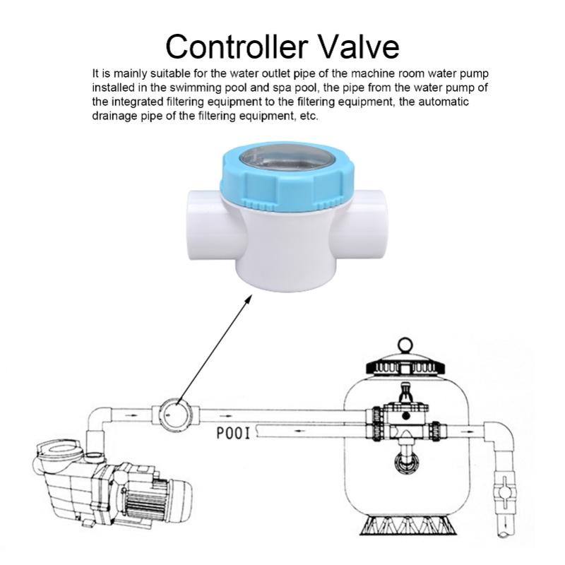 Check Valve 50mm 2 Ways G1 1/2 Water Hose Backflow Preventer With Transparent Mirror Pipe For Swimming Pool Filter