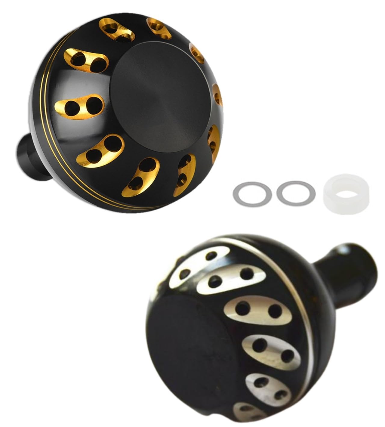 

APAGAI Универсальная силовая ручка Алюминиевая круглая для спиннинговых катушек Shimano и Daiwa 38 мм Высокоскоростные катушки Совместима с и PG Черный Серебристый x Черный [Набор