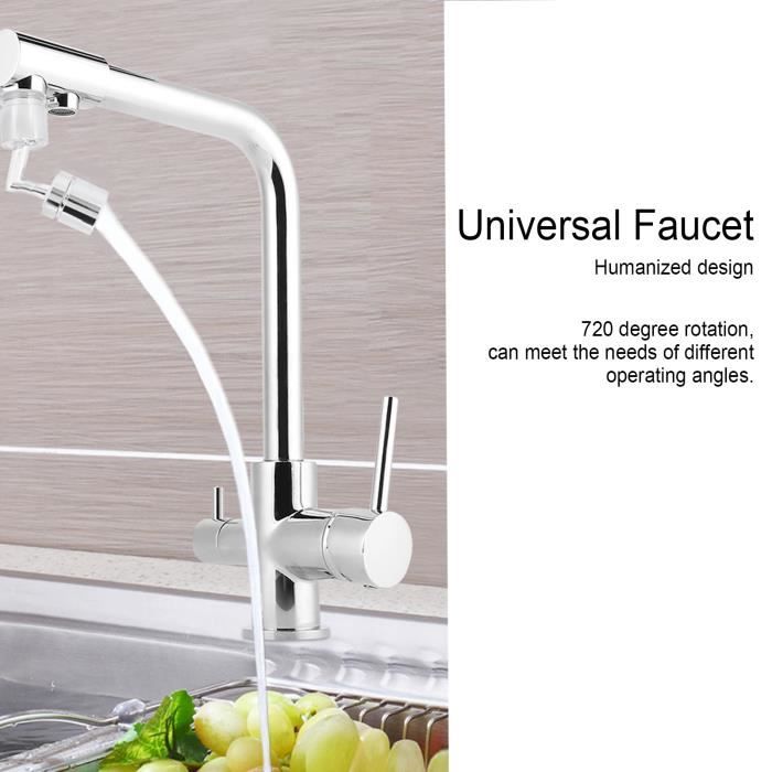Robinet rotatif - 720 ° - Inox - Chromé - Universel