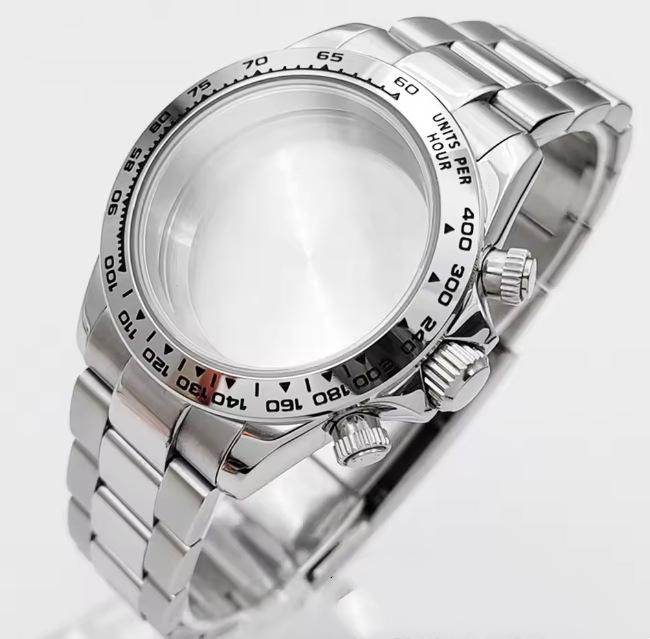 39mm Quartz Chronograph Watch Case Kit with VK63 Movement, 316 Stainless Steel Accessories