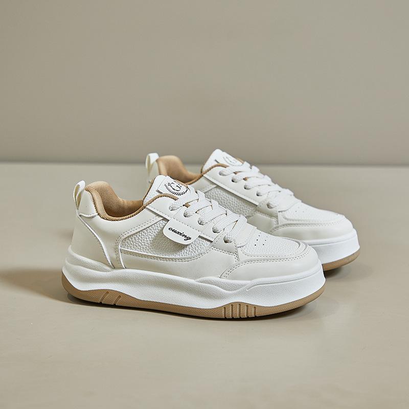 Women's Casual Flat Sneakers Outdoor Slip-On Running Shoes Faux Leather Athletic Workout Sports Walking Sneaker Lace Up Skateboarding Shoes For Women