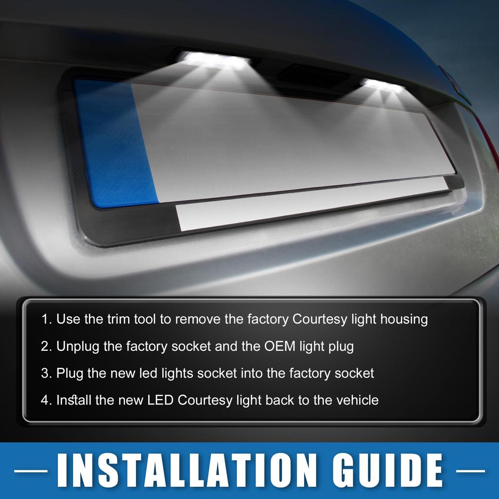 ABSOPRO License Plate Lamps for Toyota S60 and Vehicle Models Red Door Courtesy Footwell Lamps Numbers and Plastic White Lights for Toyota XC60 and