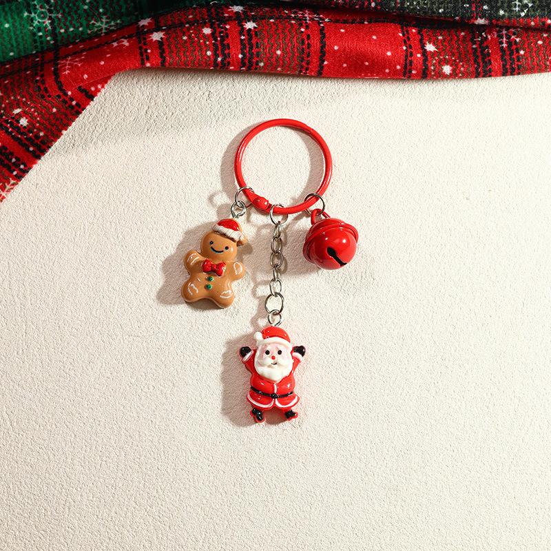 Christmas Gift Keychain Cartoon Santa Claus Gingerbread Man Pendant Key Ring Backpack Hanging Decoration Xmas New Year Gift
