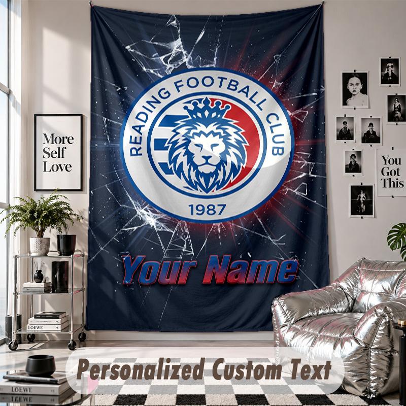 Wall Hanging Tapestry With Custom Name & Text, Reading FC Decorative Tapestry For Bedroom