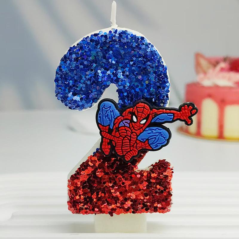 Creative Design Spider-Man Digital Birthday Candle Cake Party Decoration Handmade Cool Doll Birthday Candle