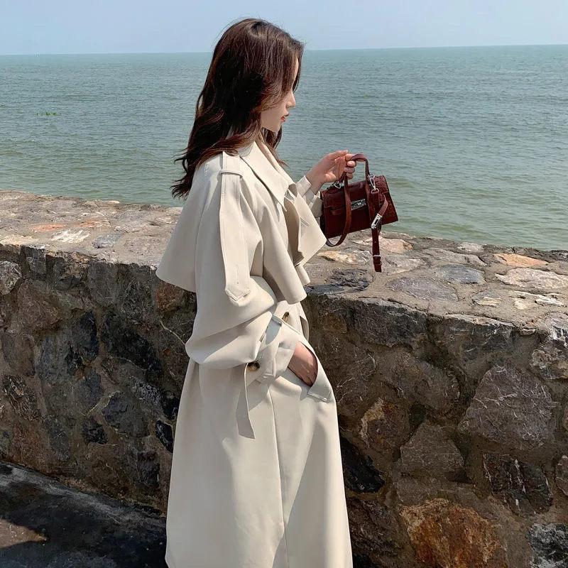Trench Women All-match Spring Fashion Leisure Elegant Temperament Work Wear Aesthetic Retro Chic Tunic Outwear Popular