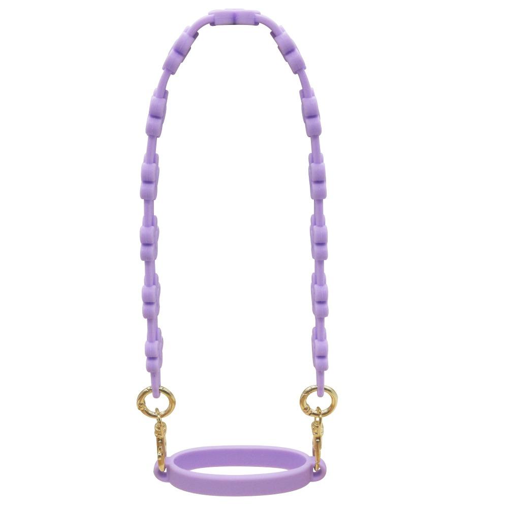 Silicone Material Water Bottle Handle Portable Design Flower Pattern Water Bottle Lanyard Durable Water Bottle Sling фиолетовый