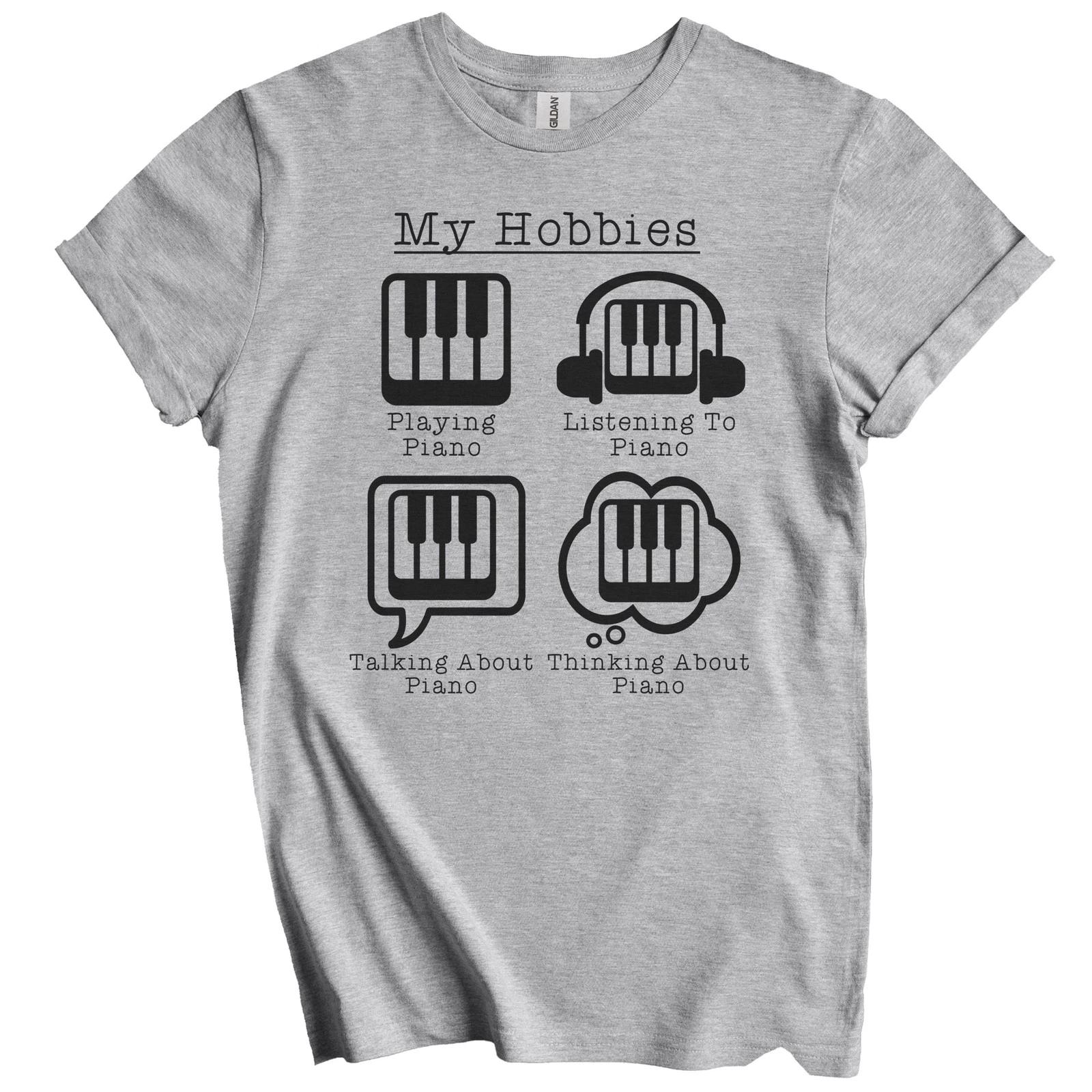 My Hobbies Playing Piano Funny Pianist T-Shirt S