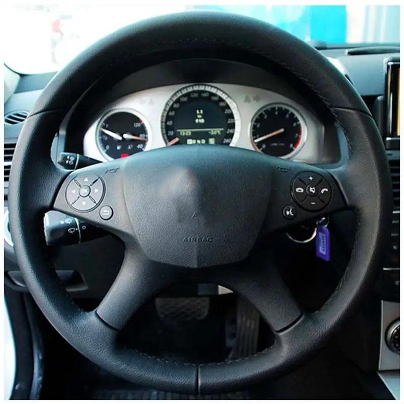 For Mercedes-Benz W204 C-Class 2007-2010 C300 C230 C280 C180 C260 C200 Black Hand-sewing Suede Car Steering Wheel Cover
