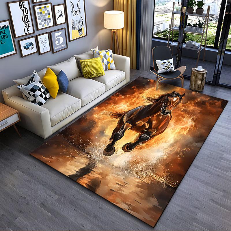 Fiery Galloping Horse Art suitable as a non-slip mat for the living room or bedroom sofa