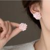 Elegant Silver Needle Flower Stud Earrings - Versatile & Fashionable High-End Design for Women