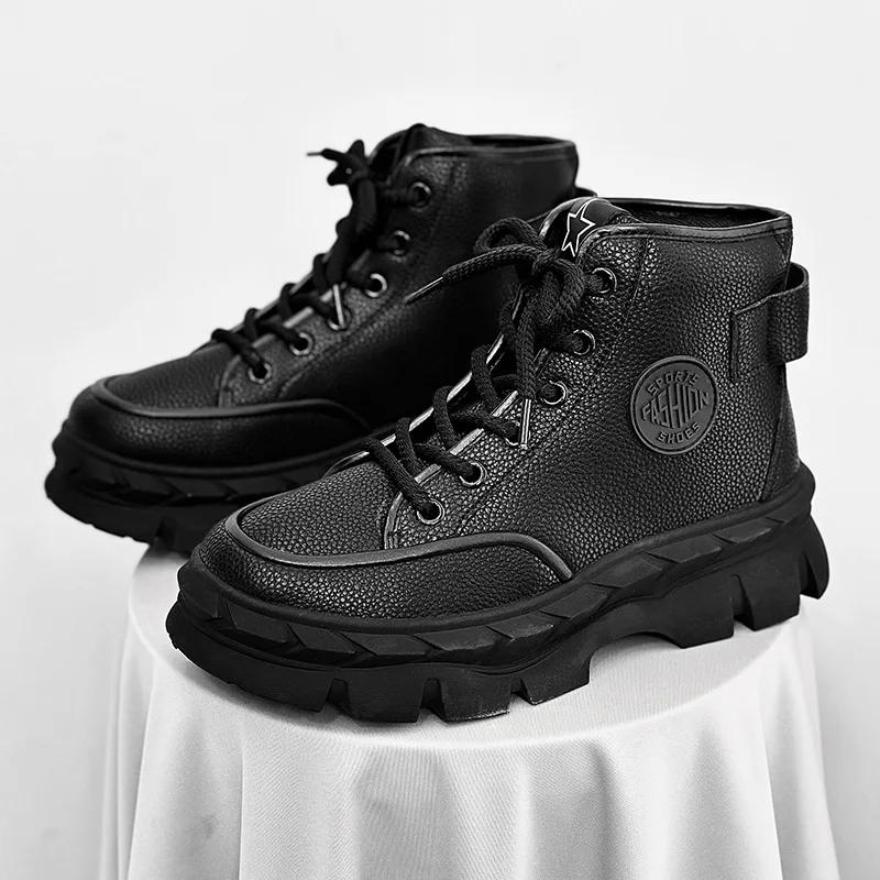 

2024 Autumn/winter New Men s Boots High Top Fashion Trend Casual Men s Shoes 39 чёрный