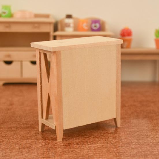 45669 Mini Dollhouse Wooden Unpainted Locker Cabinet Storage Rack Model Decor