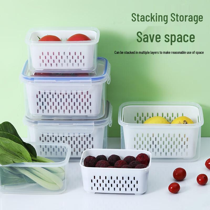 ZISIZ Transparent Plastic Drainer Food Storage Box