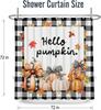 Fall Pumpkin Shower Curtain Buffalo Pumpkins Polka Dot Pumpkin Maple Leaf Autumn Harvesting,Black White Check Fabric BathCurtain