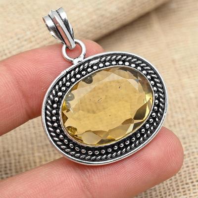 Excellent Citrine Gemstone 925 Sterling Silver Handmade Anniversary Gift Pendant
