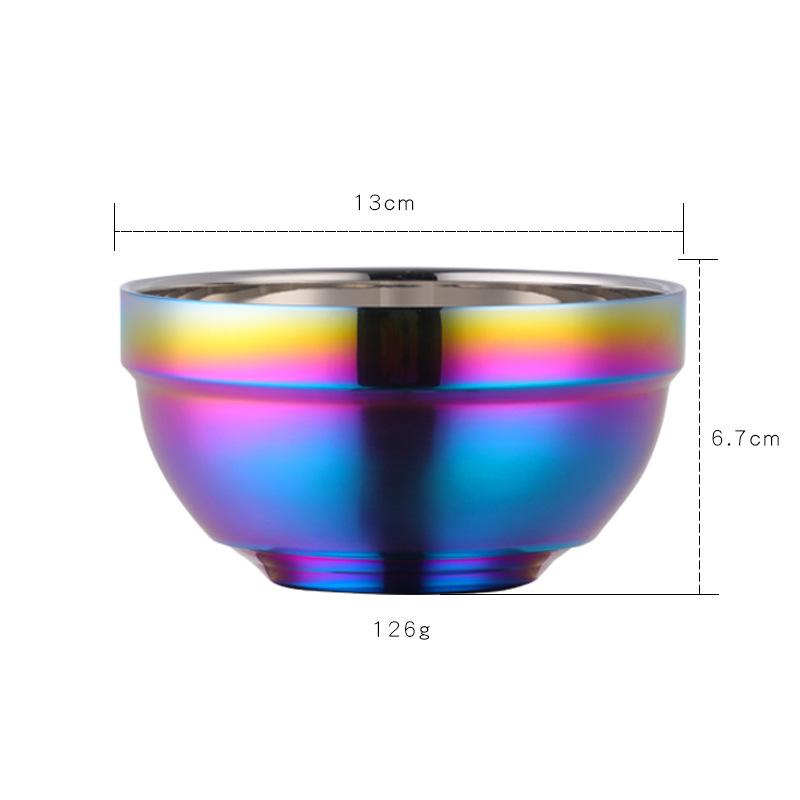 304 Stainless Steel Bowl Double Layer Insulated Rice Bowl Kids Tableware Soup Bowl for School Cafeteria