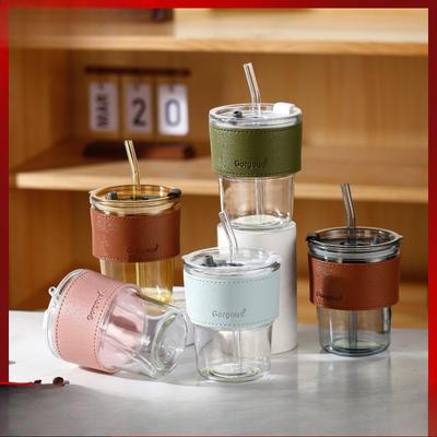 Bambusgelenk Glasbecher Hitzebeständiger Kaffee Strohhalmbecher Souvenir Geschenk Wasserbecher