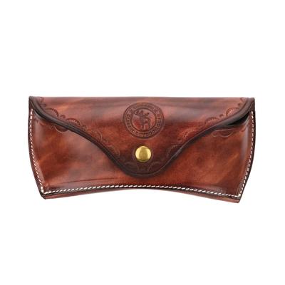 TOURBON Genuine Leather Eyeglass Case, Brown, for Men and Women