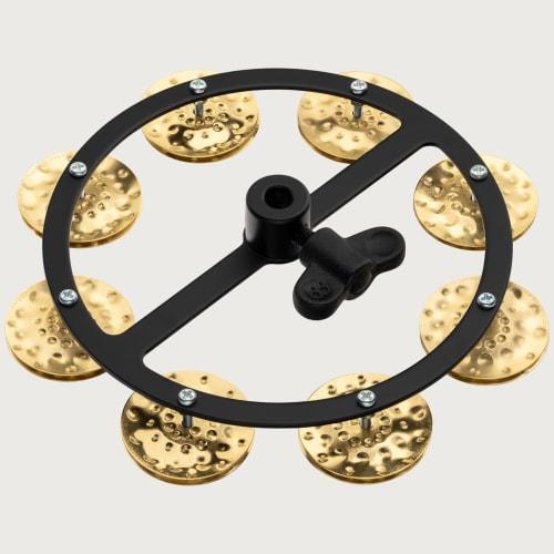MEINL Percussion Headliner Series Hi-Hat Tambourine, Hammered Brass, 1-Row, HTHH1B-BK
