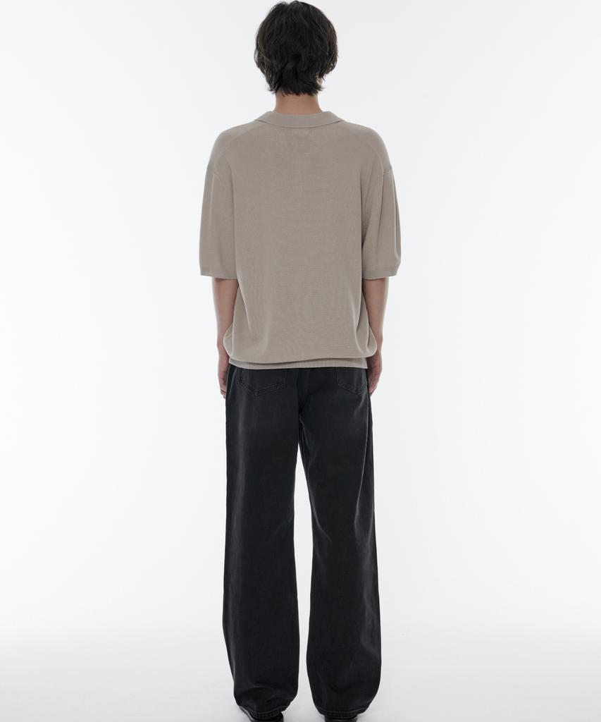 Musinsa Standard Cool Touch Slit Neck Knitted Polo Shirt [Mushroom]