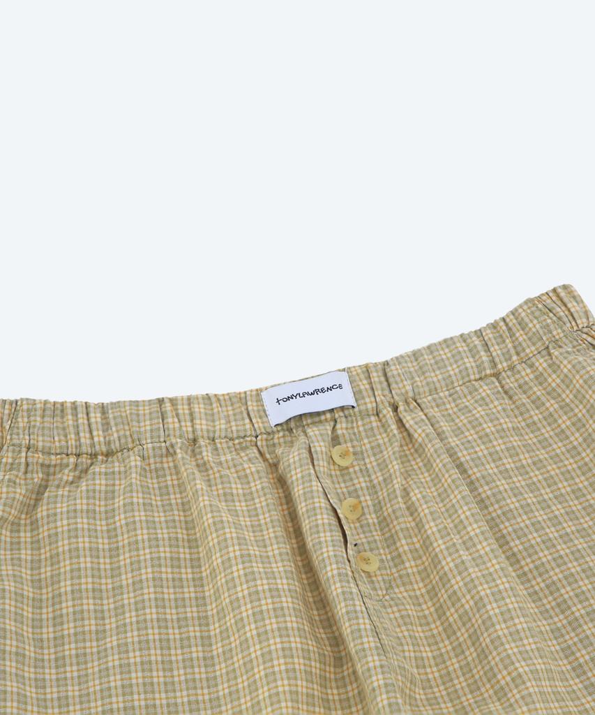 Tonilolenseu Layered Check Pajama Shorts Beige
